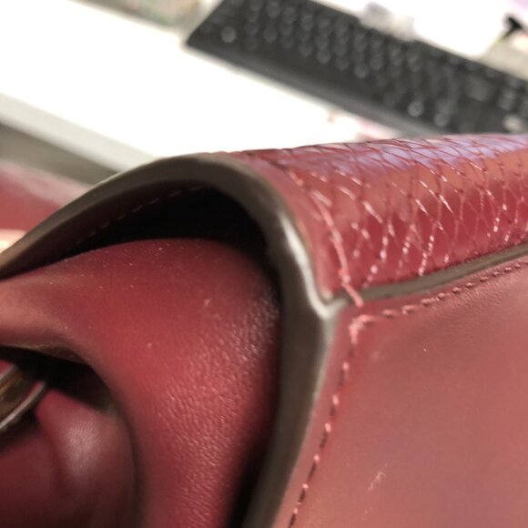 Michael Kors Burgundy Embossed Leather Satchel - Picture 13 of 14